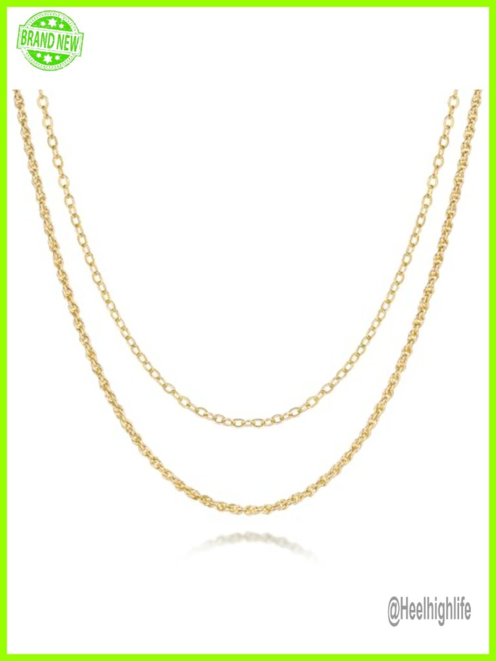 14K Gold Plated Layered Necklace Rope Cable Chain Women Jewelry